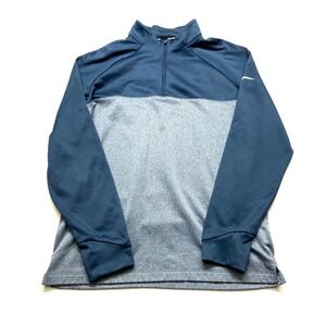 Nike Golf Shirt Men Medium Blue Gray Quarter Zip Long Sleeve Thermal High Collar